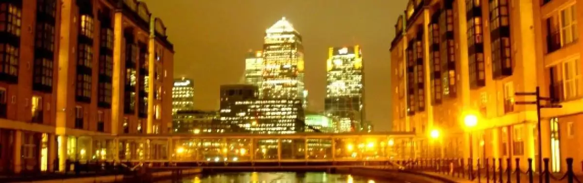 view on Canary Wharf, taken from our hotel